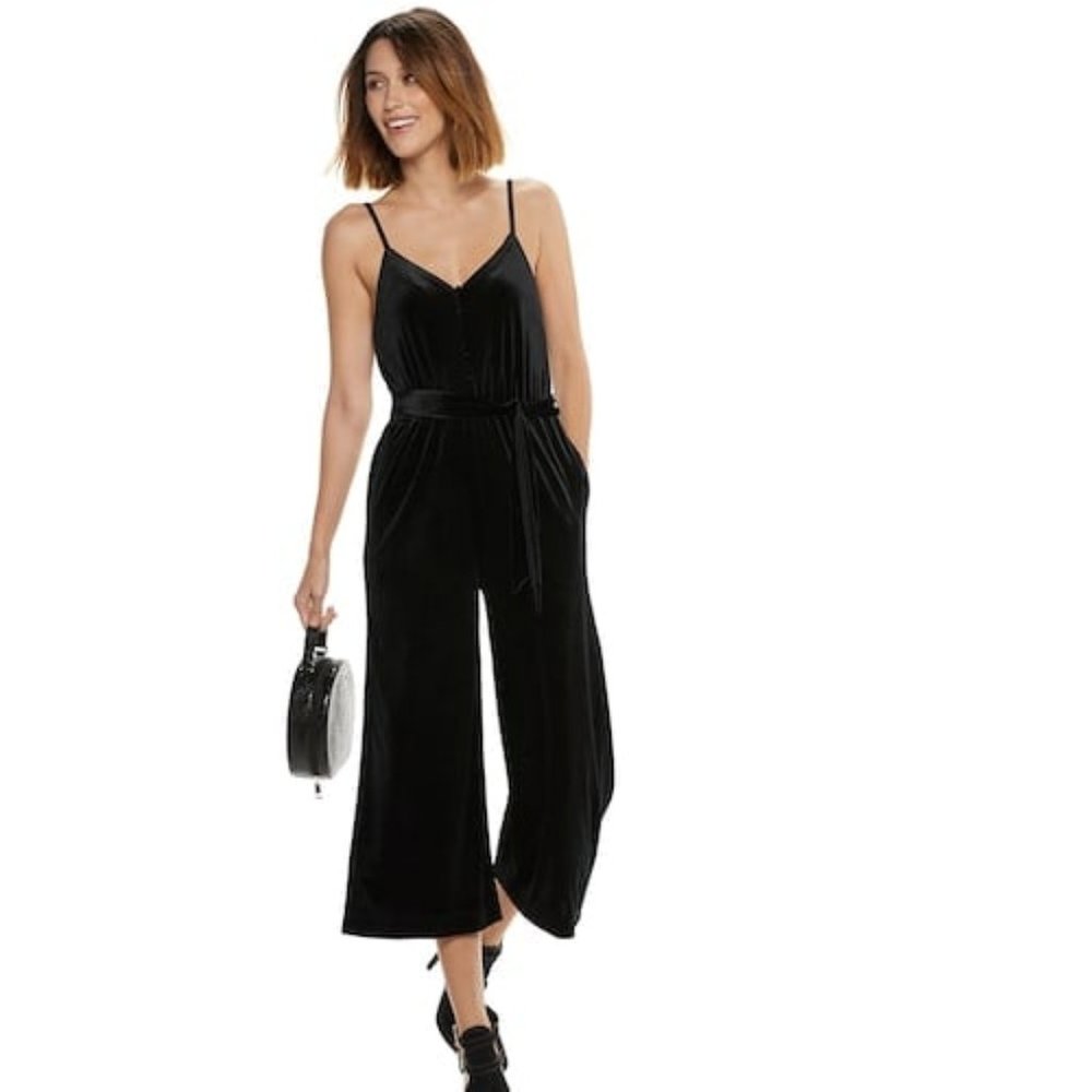 Popsugar Velvet Wide Leg Jumpsuit